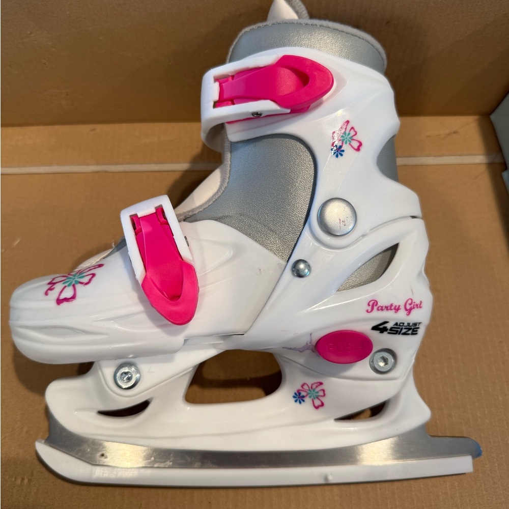 Cat & Jack White and Pink Adjustable Ice Skates